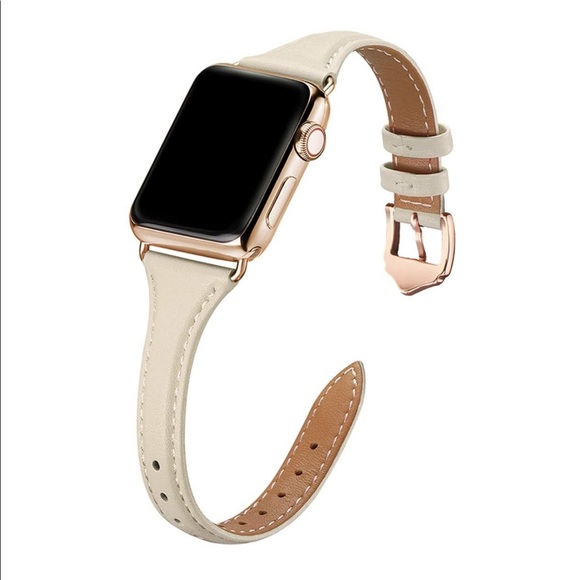 Accessories - Apple Watch Genuine Leather Band - Ivory Straps & Gold Hardware